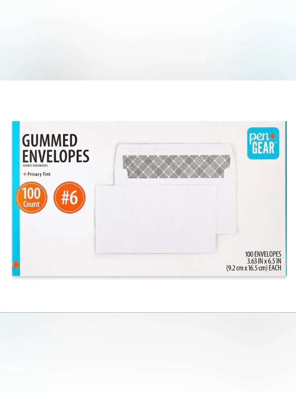 5 Boxes Gummed Envelopes with Privacy Tint, 100-Count, 3.63 x 6.5 Inches, White